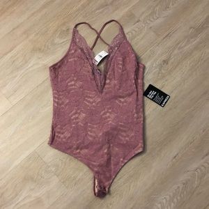 BRAND NEW BLUSH LACE CROSS STRAPS BODY SUIT